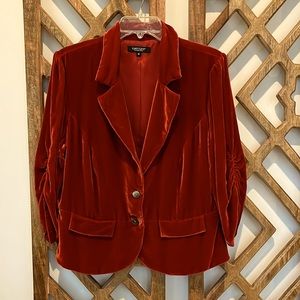 Velvet Hip Length Blazer Russet Red Sz 12